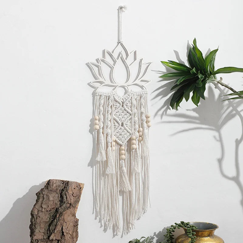 lotus hanging plant Lotus Flower Macrame Wall Hanging