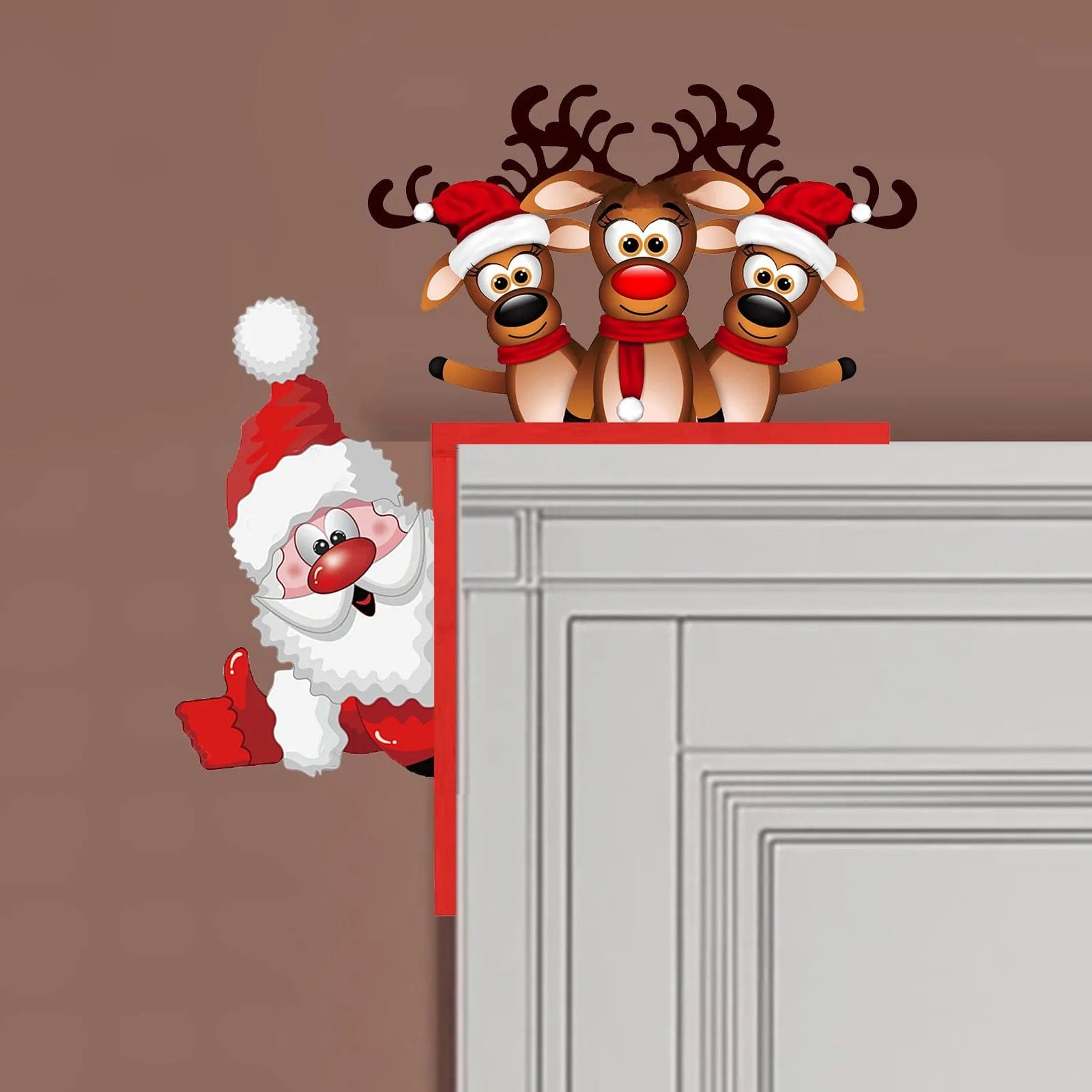 Santa and Reindeer Wooden Corner Decoration – wickedafstore