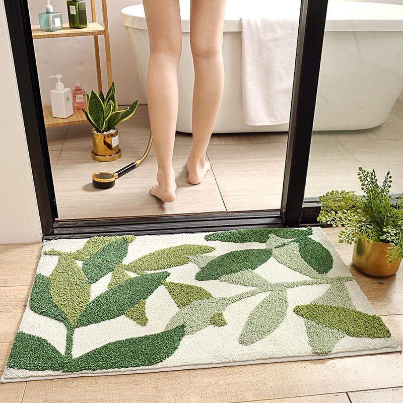 WickedAF All Over Green Leaves Bath Mat