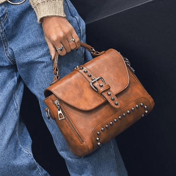 Crossbody Vintage Leather Rivet Shoulder Bag (6 Styles) - wickedafstore