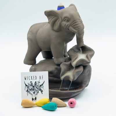 WickedAF Ceramic Elephant Backflow Incense Burner