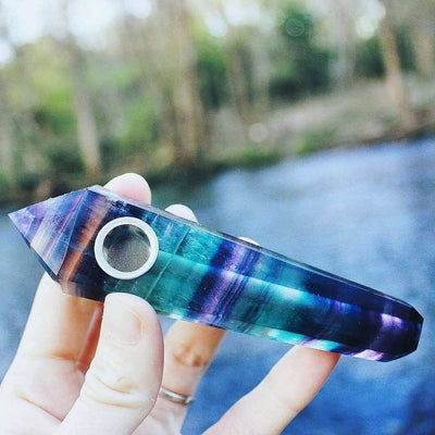 Rainbow Fluorite Crystal Pipe - wickedafstore