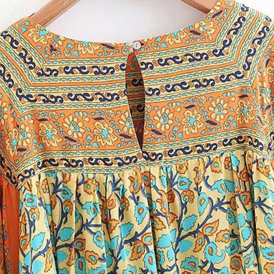 Dusty Yellow Turquoise Dreams Blouse - wickedafstore