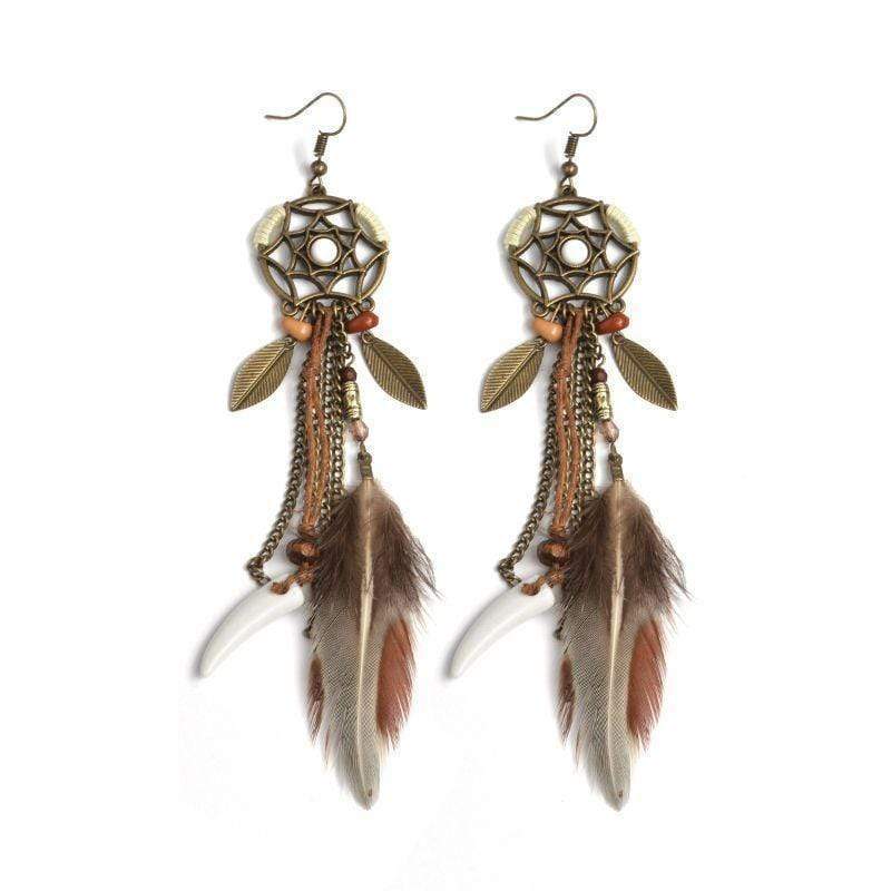 Hippie Feather Dreamcatcher Earrings - wickedafstore