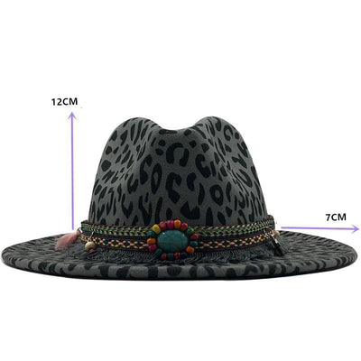 WickedAF Grey / 56-58cm/22"-22.9" Leopard Print Jazz Hat