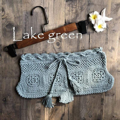 WickedAF Lake green / ONE SIZE Boho Knitted Mini Shorts