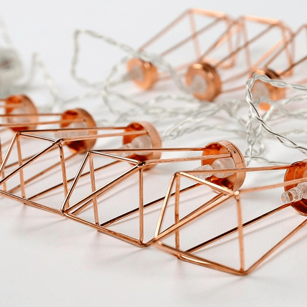 Geometric Copper Fairy Lights - wickedafstore