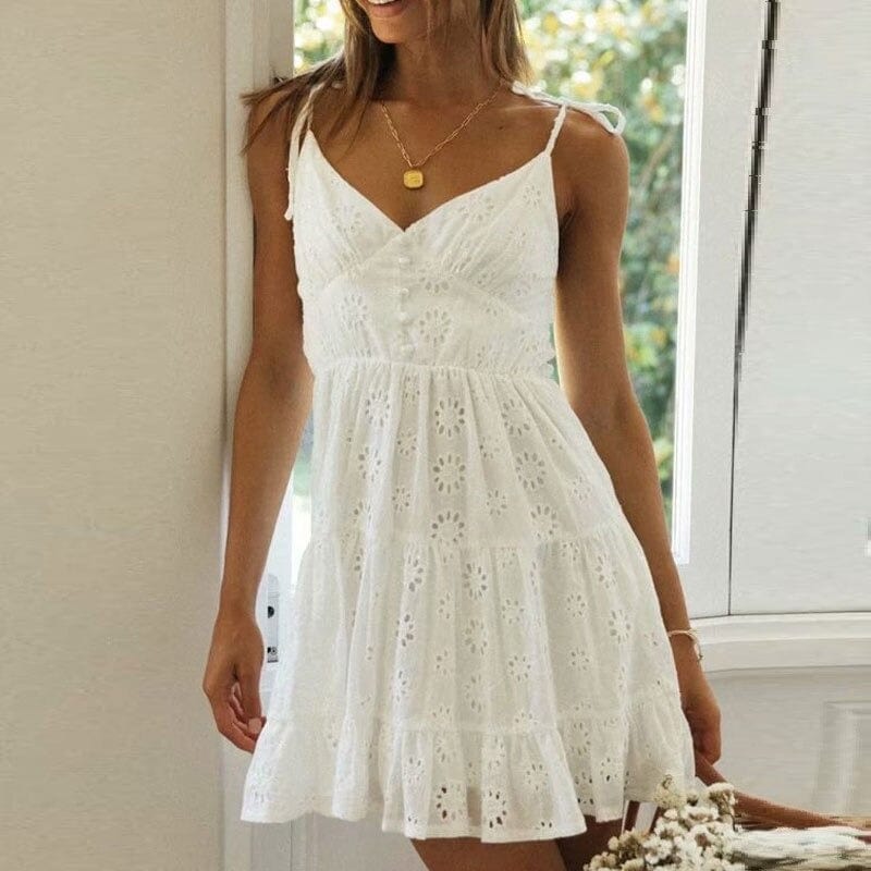 White Boho Mini Dress