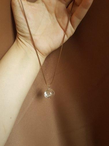 Glass Ball Dried Dandelion Pendant Necklace - wickedafstore