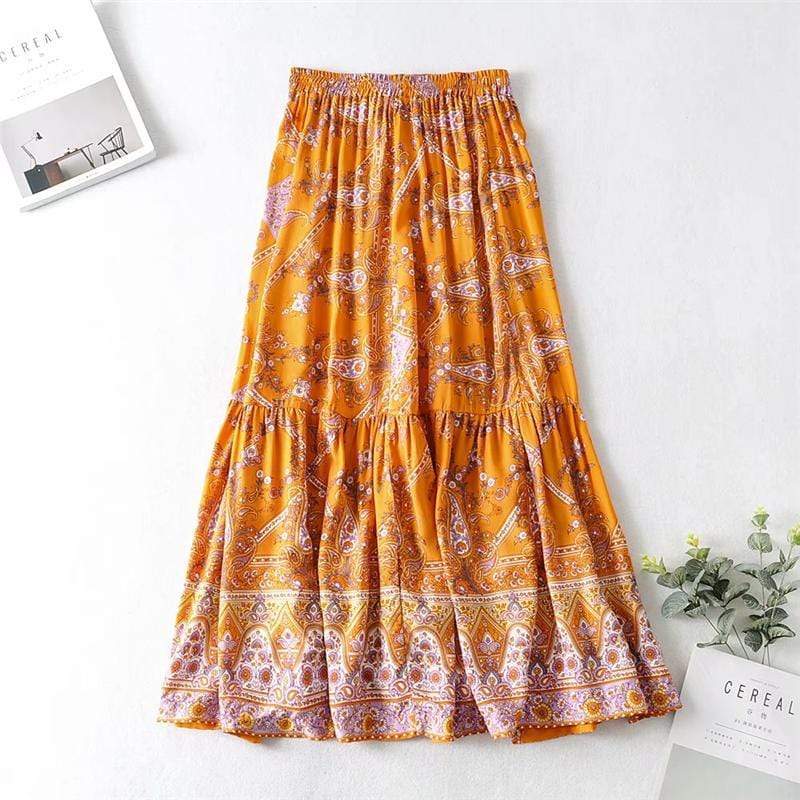 Orange Boho Style Vintage Skirt - wickedafstore