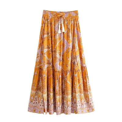 WickedAF Orange Boho Style Vintage Skirt