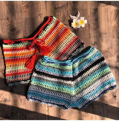 WickedAF SPICE Colorful Crochet Shorts