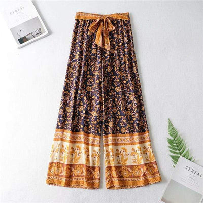 TILLY - Boho Chic Floral Flare Pants - wickedafstore