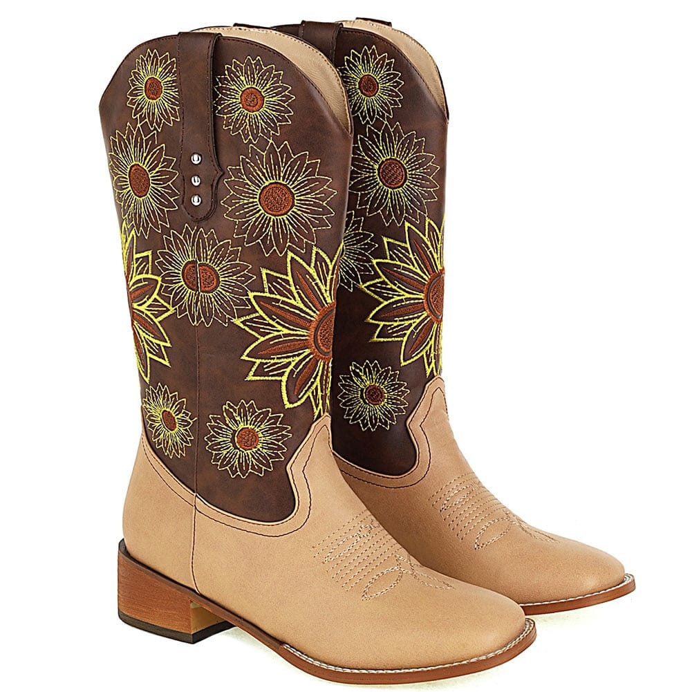 Sunflower Garden Embroidered Western Boots - Main Image