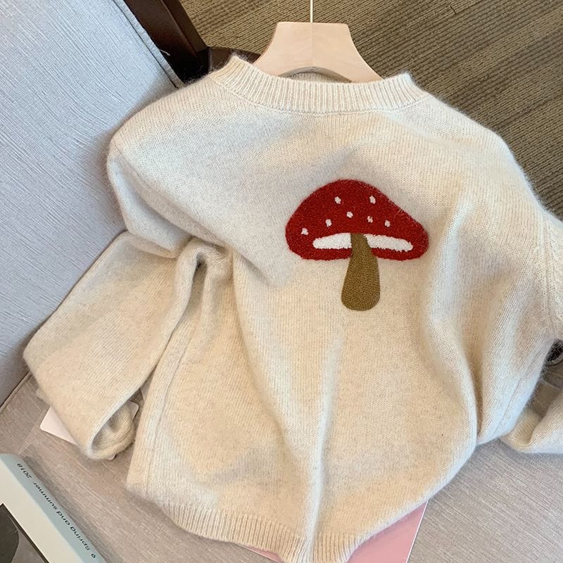 wickedafstore 0 Women Clothing 2022 New Arrivals Y2k Pullover Sweaters Mushroom Autumn Spring Jumper Women 2022 New Soft Knitted Sweater Korean