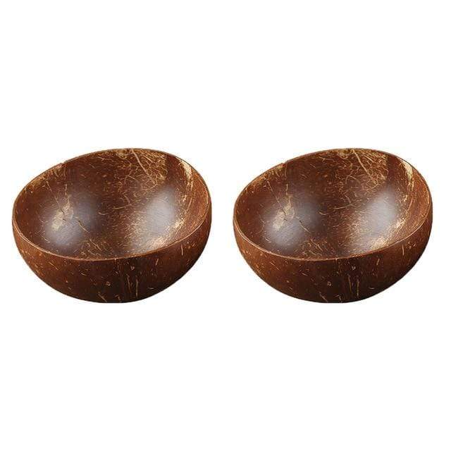 wickedafstore 2 Bowls Natural Coconut Wood Bowl