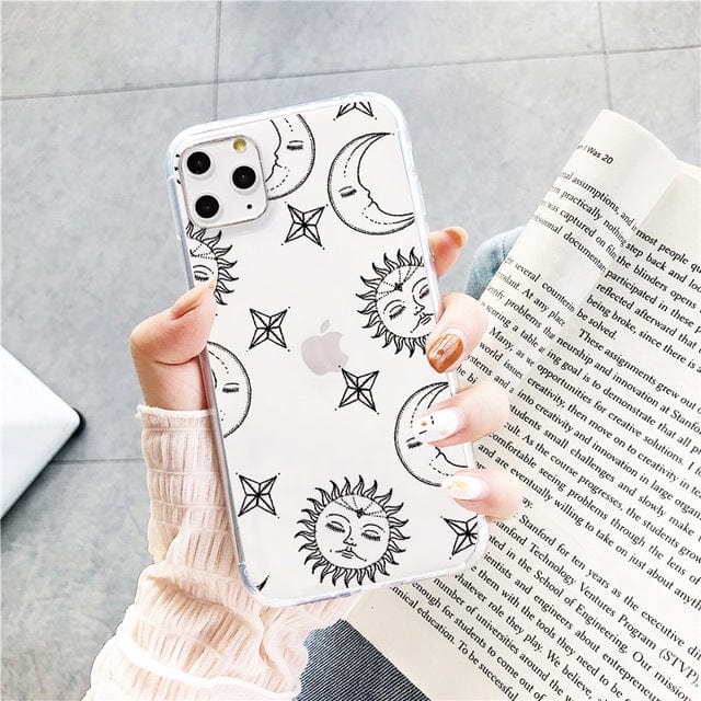 wickedafstore Black & White Sun / for iphone 7 Mystical Sun And Moon Face Phone Case