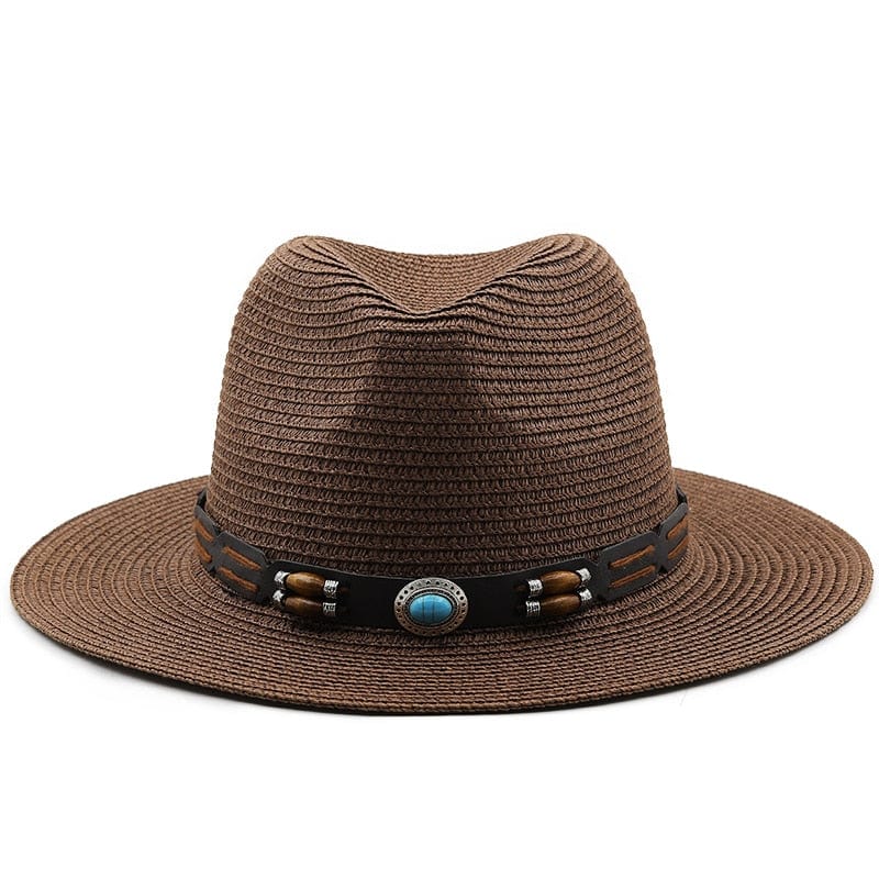 wickedafstore Coffee / 56-58CM Winifred Panama Fedora Straw Hat