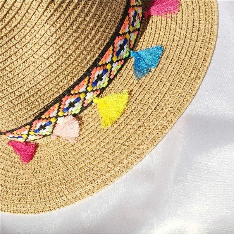 wickedafstore Colored Tassels Straw Hat