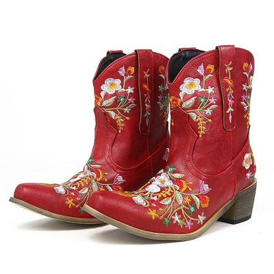 wickedafstore Cowgirl Embroidery Boots