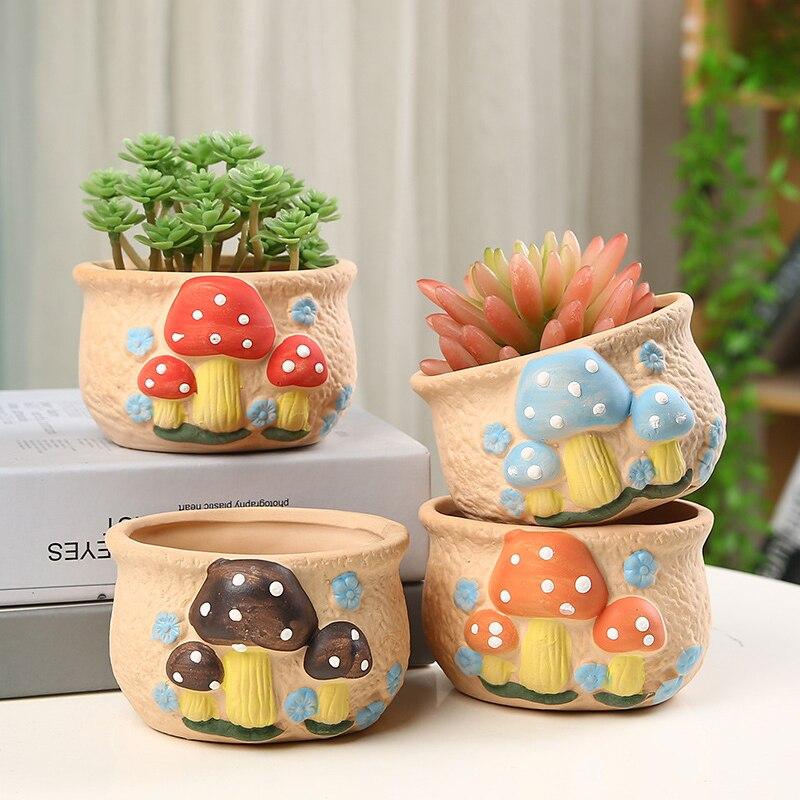 mushrooms in plant pots Cute Mushrooms Planter Pot