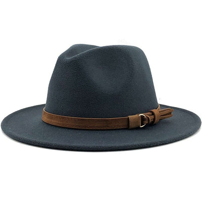 wickedafstore Deep Grey / 56-58CM Eridian Fedora Hat With Leather Ribbon