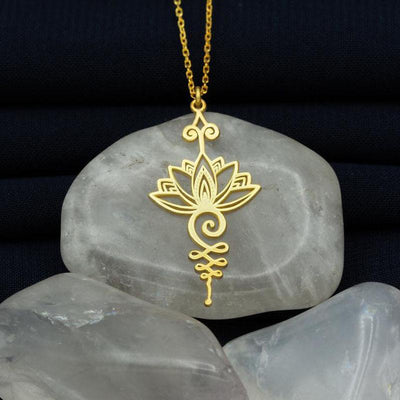 wickedafstore Lotus Unalome Yoga Necklace