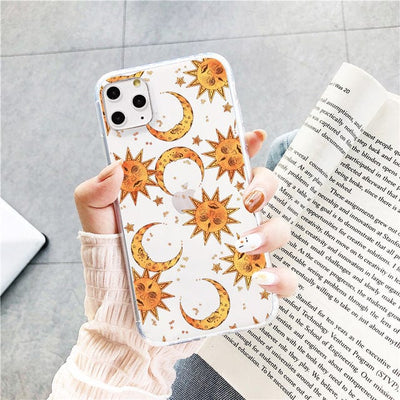 wickedafstore Orange sun / For iPhone 12 Mystical Sun And Moon Face Phone Case