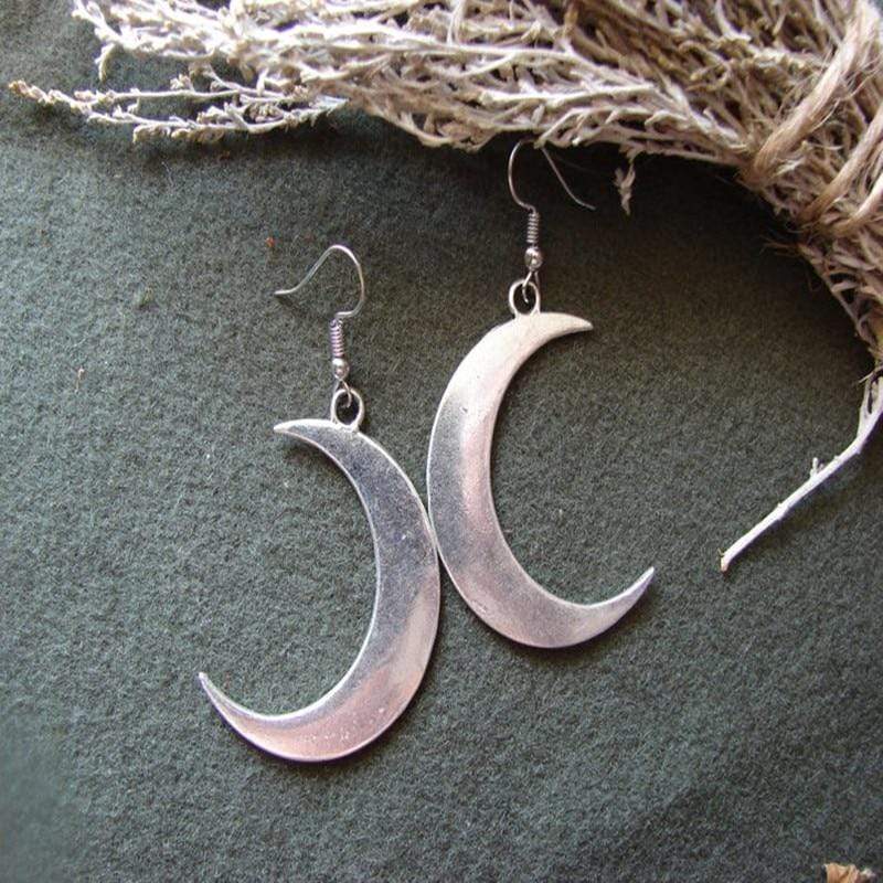 wickedafstore SILVER Moon Drop Earrings
