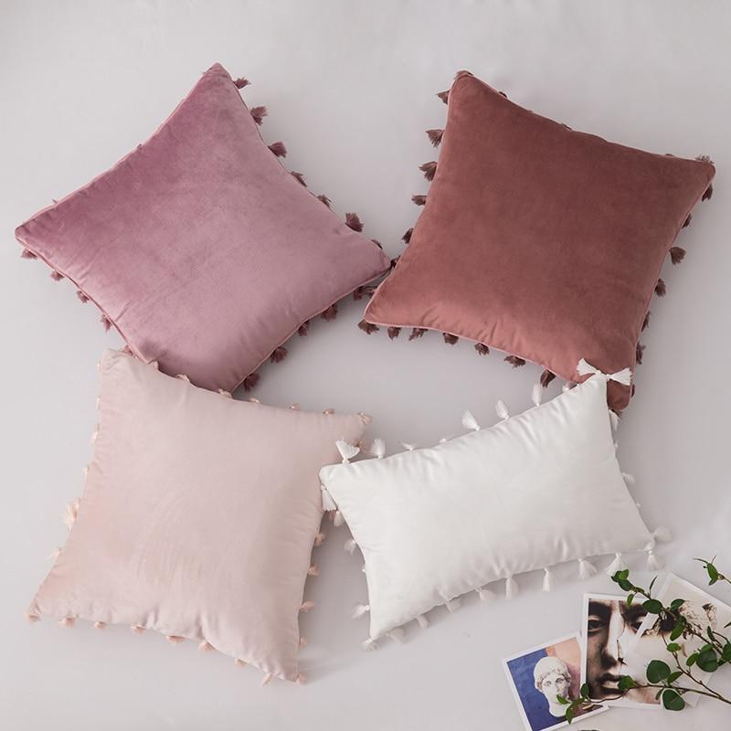 Velvet Cushion Cover with Tassels - wickedafstore