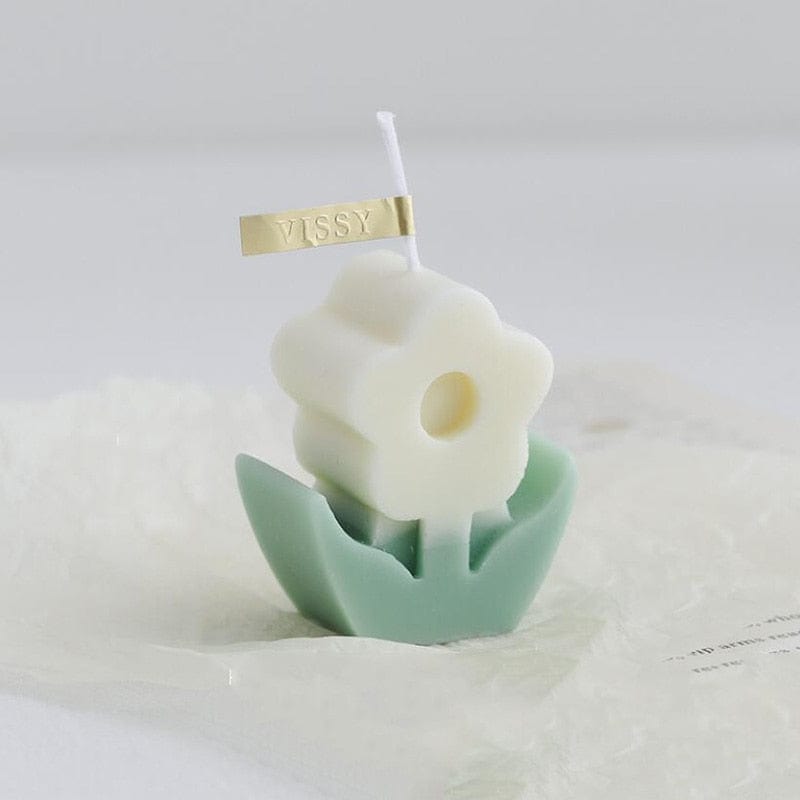 wickedafstore white Flower Candle