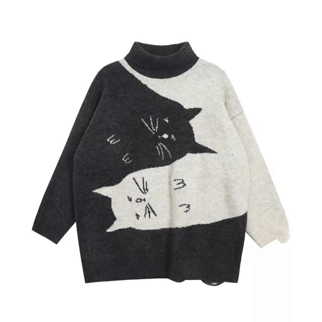 Yin Yang Cats Knit Sweater