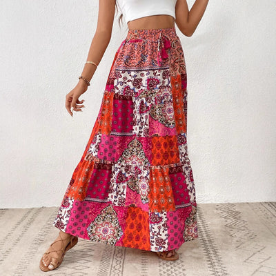 Layla Boho Patchwork Maxi Skirt