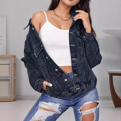 Chloe Oversized Distressed Denim Jacket