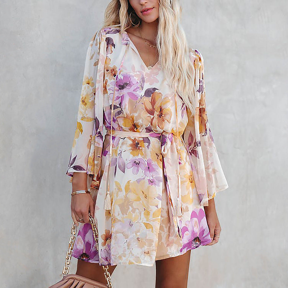 Aurora Floral Chiffon Mini Dress