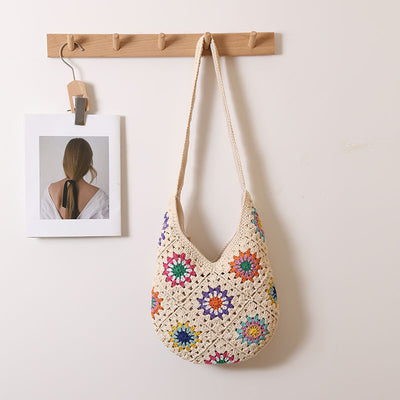Sunburst Meadow Crochet Shoulder Bag