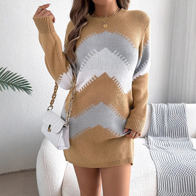 Marisa Chevron Knit Sweater Dress