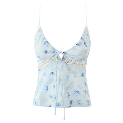 Lila Lace-Trimmed Floral Camisole