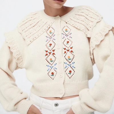 Evelyn Embroidered Knit Cardigan