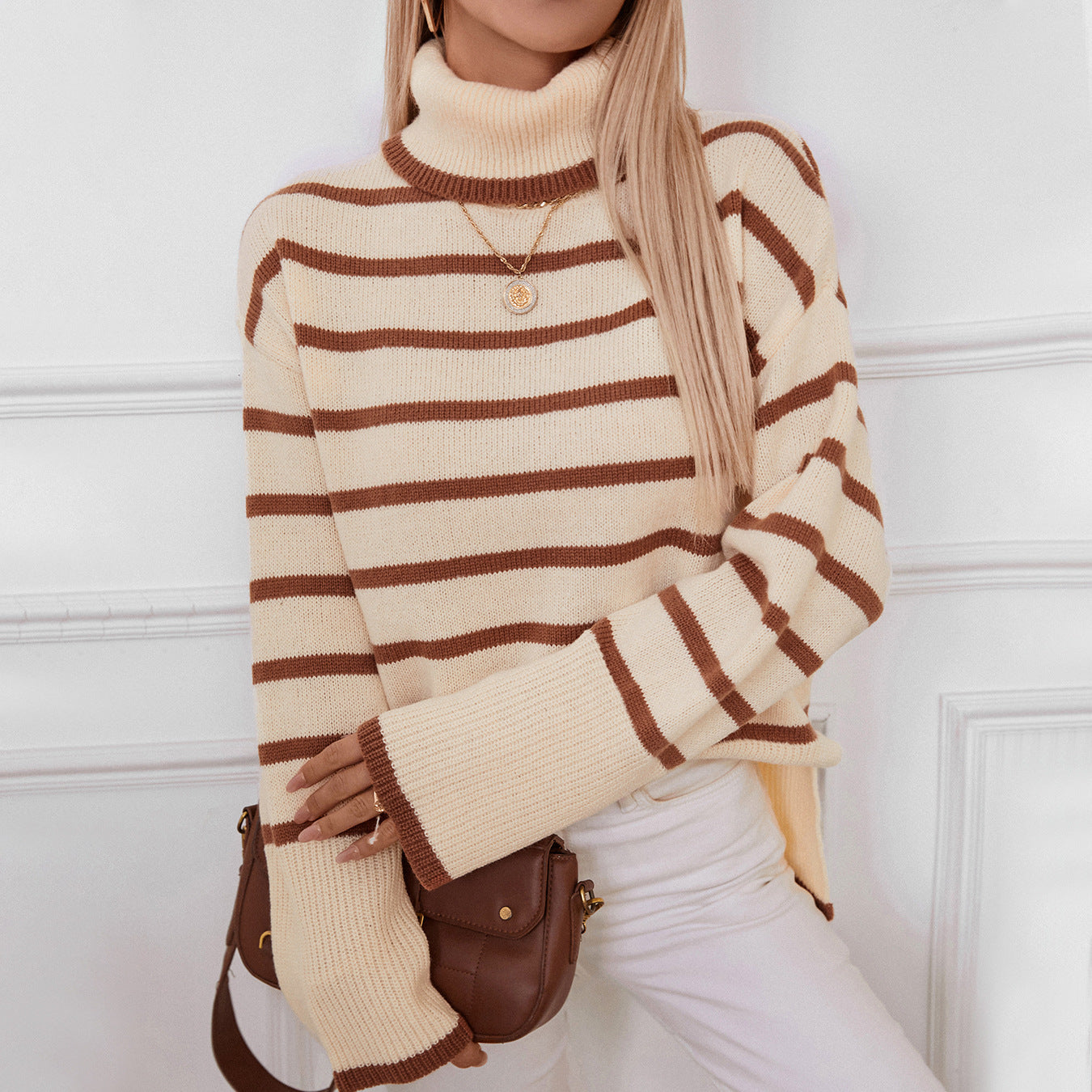 Elena Striped Turtleneck Sweater