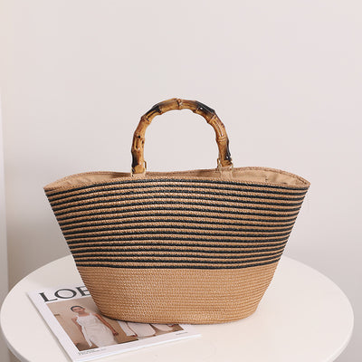 Amara Bamboo Handle Straw Tote