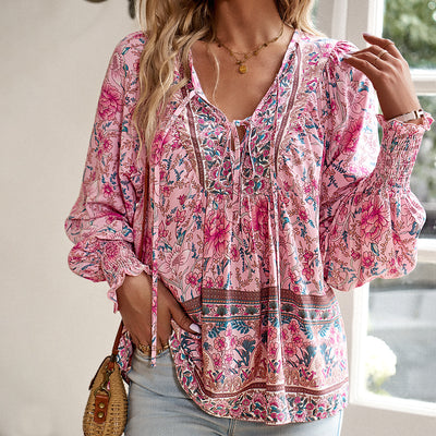 Elara Boho Floral Blouse