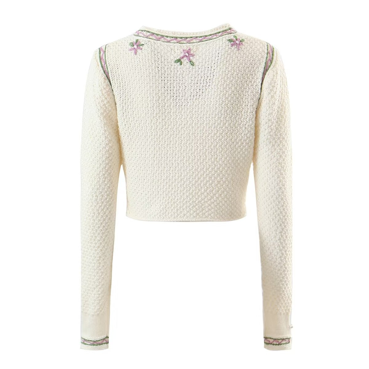 Daisy Bloom Embroidered Cropped Cardigan