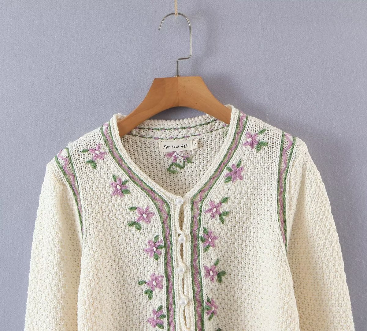 Daisy Bloom Embroidered Cropped Cardigan