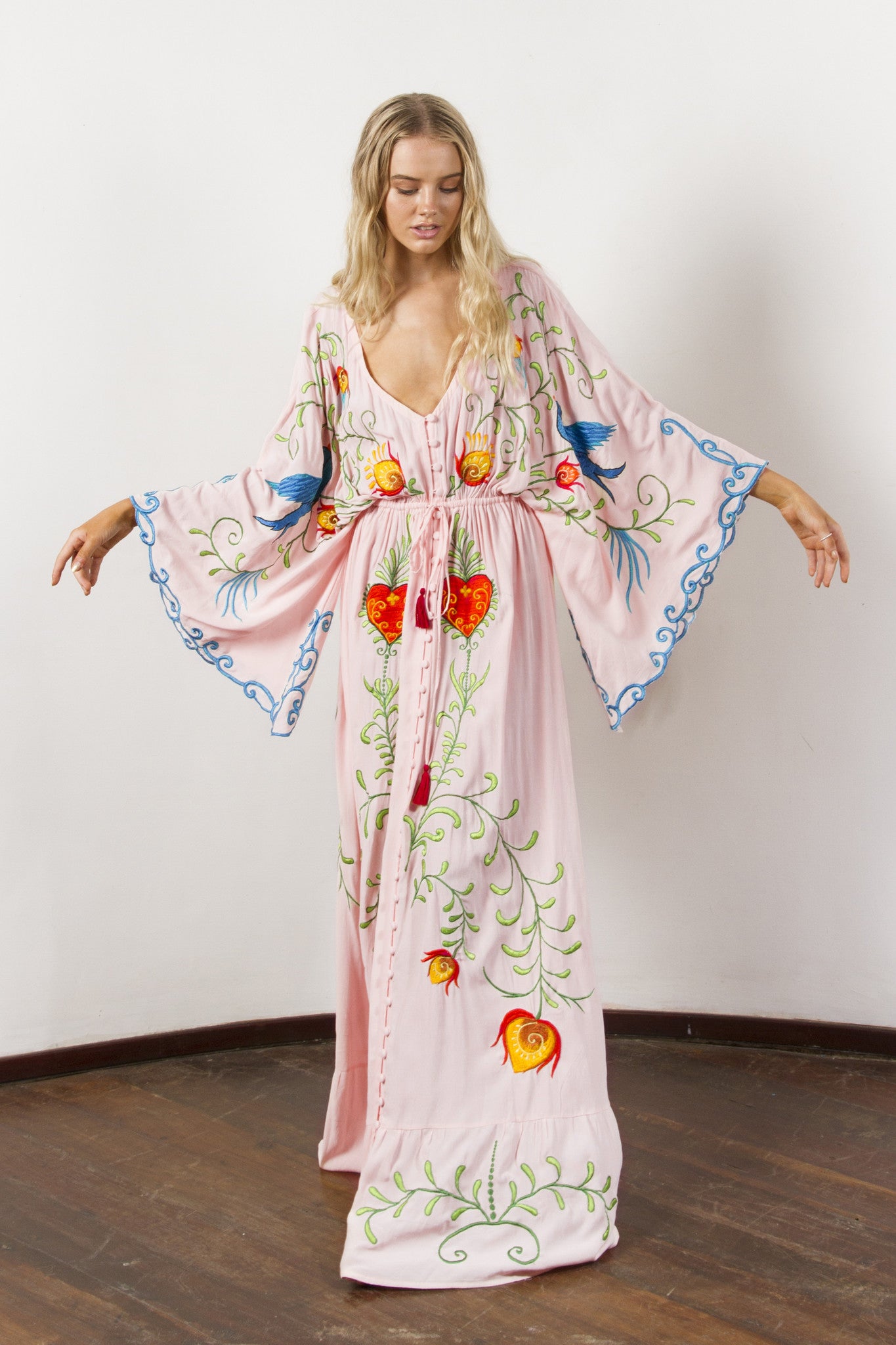 Isla Hand-Embroidered Maxi Dress