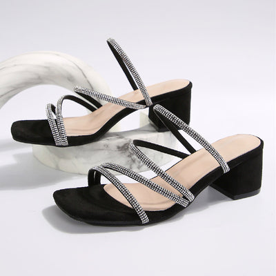 Odessa Crystal Strappy Block Heels