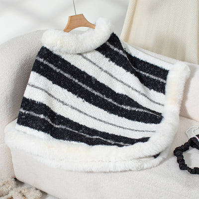 Celeste Striped Faux Fur Cape