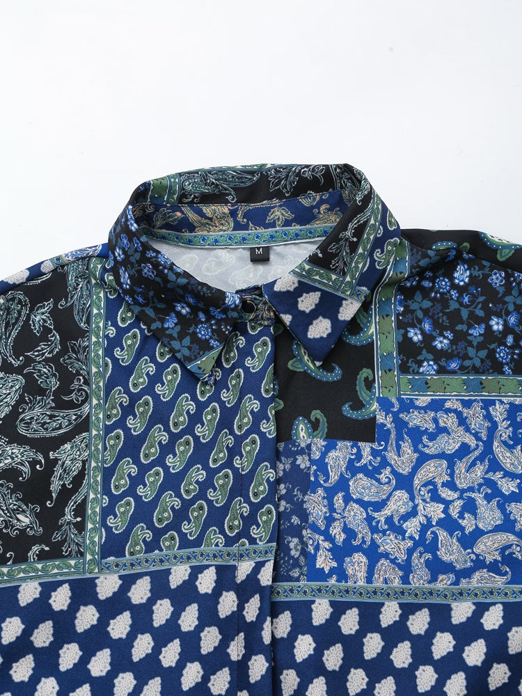 Indigo Paisley Patchwork Blouse