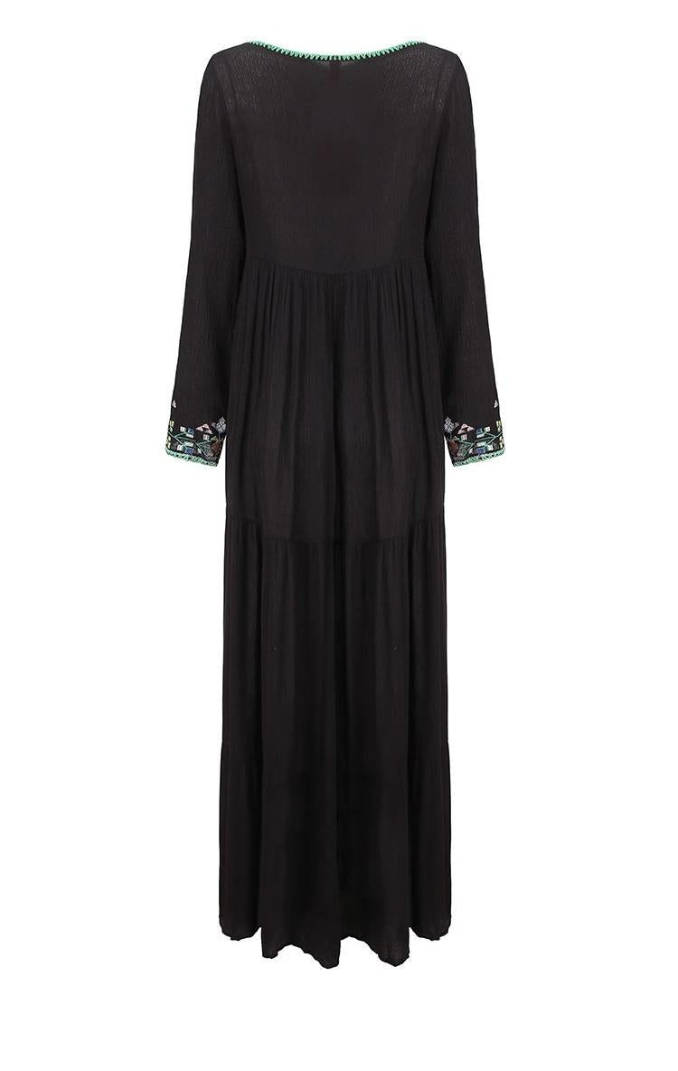 Luna Boho Embroidered Maxi Dress