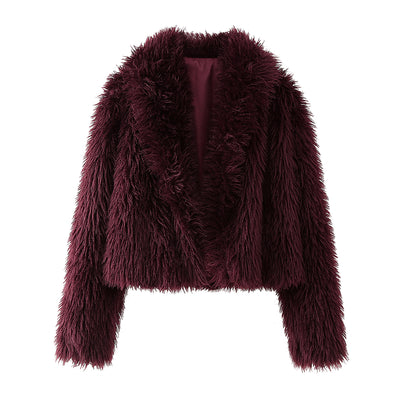 Scarlett Plush Burgundy Faux Fur Jacket